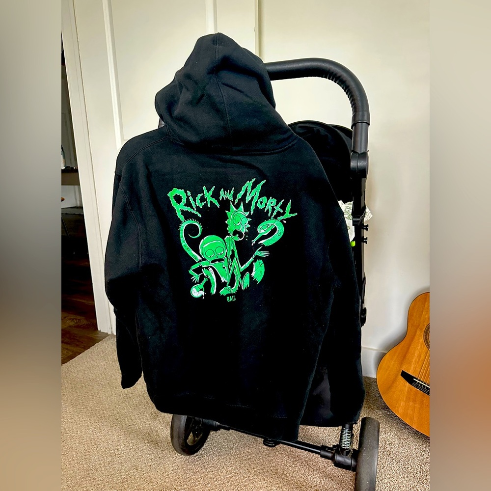 BAIT Rick and Morty Black Hoodie with Green Print